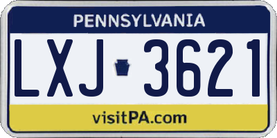 PA license plate LXJ3621