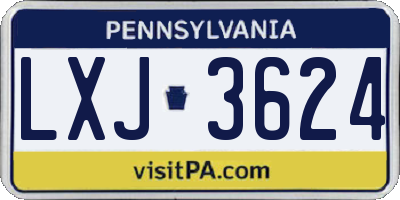 PA license plate LXJ3624