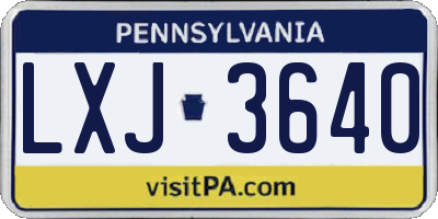 PA license plate LXJ3640