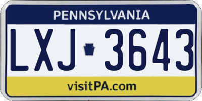 PA license plate LXJ3643