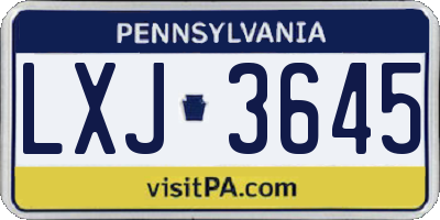 PA license plate LXJ3645