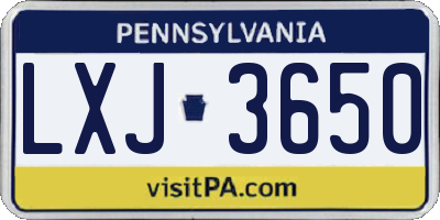 PA license plate LXJ3650