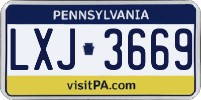 PA license plate LXJ3669