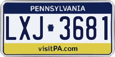 PA license plate LXJ3681