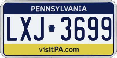 PA license plate LXJ3699