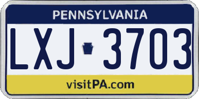 PA license plate LXJ3703