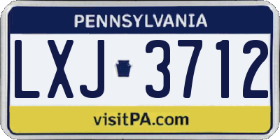 PA license plate LXJ3712