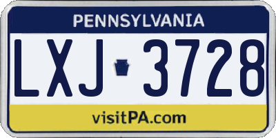 PA license plate LXJ3728