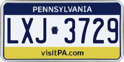 PA license plate LXJ3729
