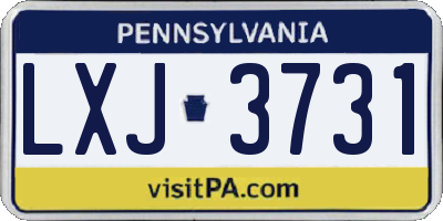 PA license plate LXJ3731