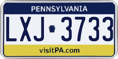PA license plate LXJ3733