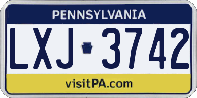 PA license plate LXJ3742