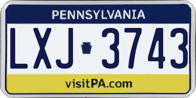 PA license plate LXJ3743