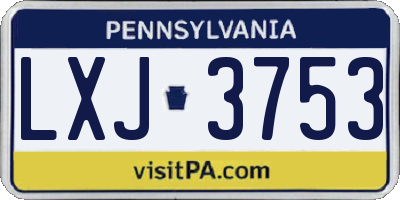 PA license plate LXJ3753