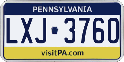 PA license plate LXJ3760