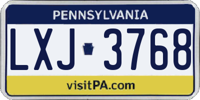 PA license plate LXJ3768