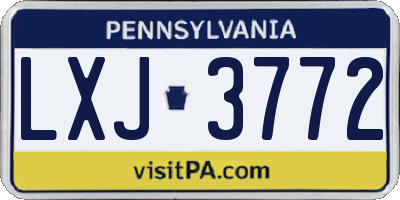 PA license plate LXJ3772