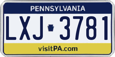 PA license plate LXJ3781