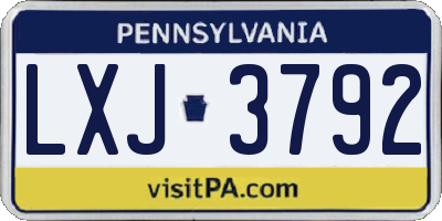 PA license plate LXJ3792