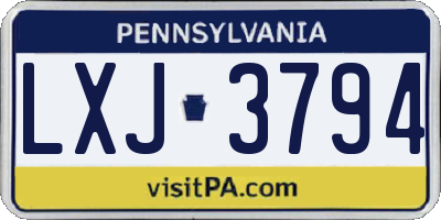 PA license plate LXJ3794