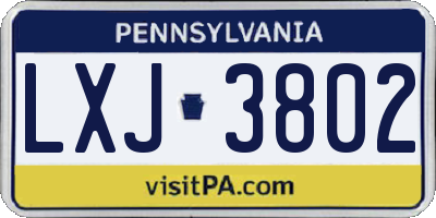 PA license plate LXJ3802