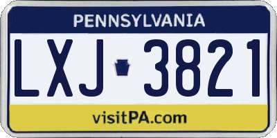 PA license plate LXJ3821