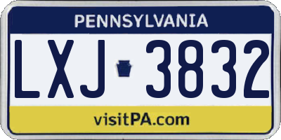 PA license plate LXJ3832