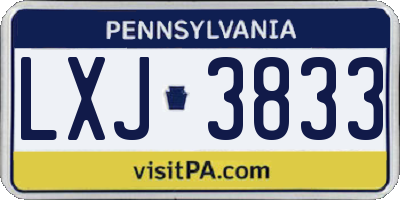 PA license plate LXJ3833