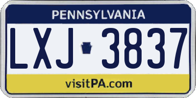 PA license plate LXJ3837