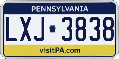 PA license plate LXJ3838