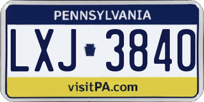 PA license plate LXJ3840