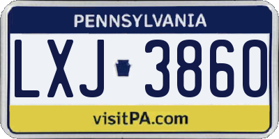 PA license plate LXJ3860