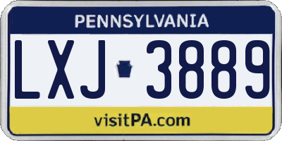 PA license plate LXJ3889