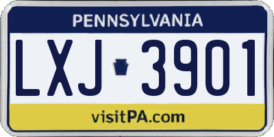 PA license plate LXJ3901