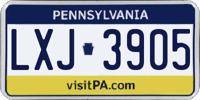 PA license plate LXJ3905