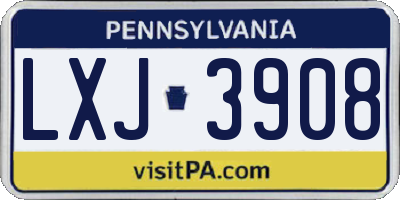 PA license plate LXJ3908