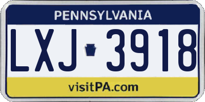 PA license plate LXJ3918