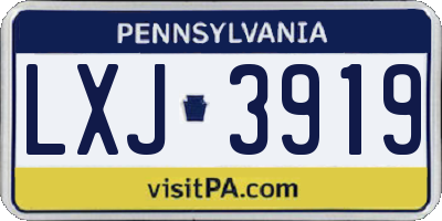 PA license plate LXJ3919