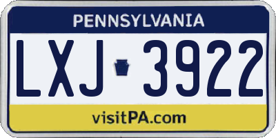 PA license plate LXJ3922