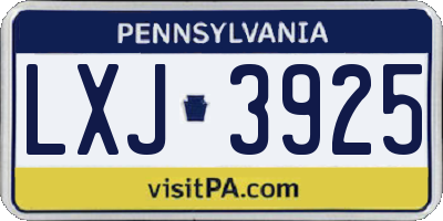 PA license plate LXJ3925
