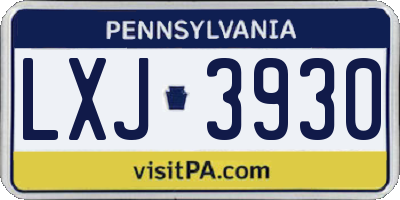 PA license plate LXJ3930