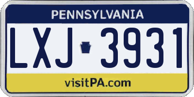 PA license plate LXJ3931