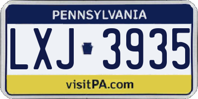 PA license plate LXJ3935