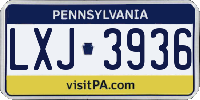 PA license plate LXJ3936