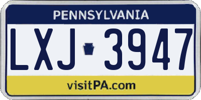 PA license plate LXJ3947