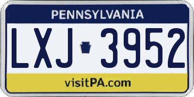 PA license plate LXJ3952