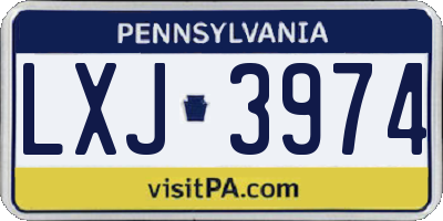 PA license plate LXJ3974