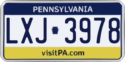 PA license plate LXJ3978
