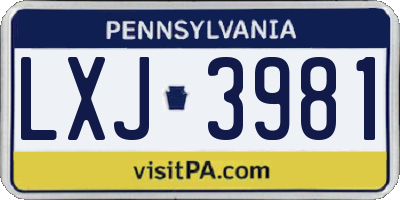 PA license plate LXJ3981