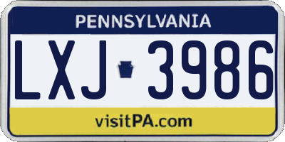 PA license plate LXJ3986